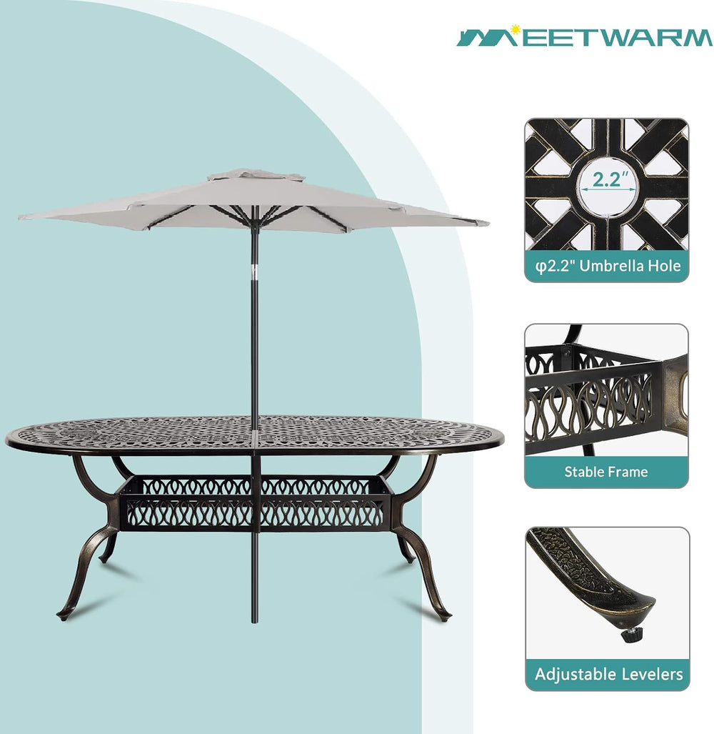 MEETWARM 9-Piece Outdoor Patio Dining Set, All-Weather Cast Aluminum Patio Co...
