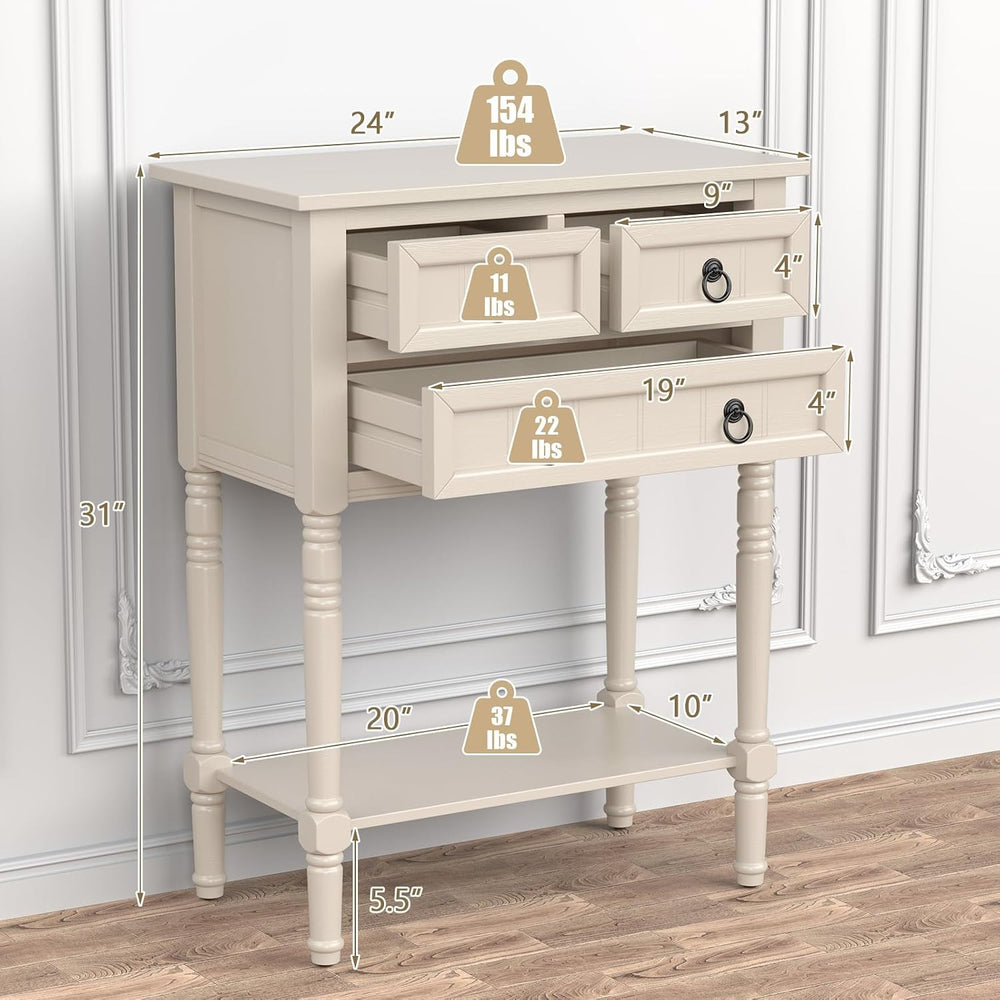 GIANTEX Rustic Small Console Table Entryway Table with Storage, Beige