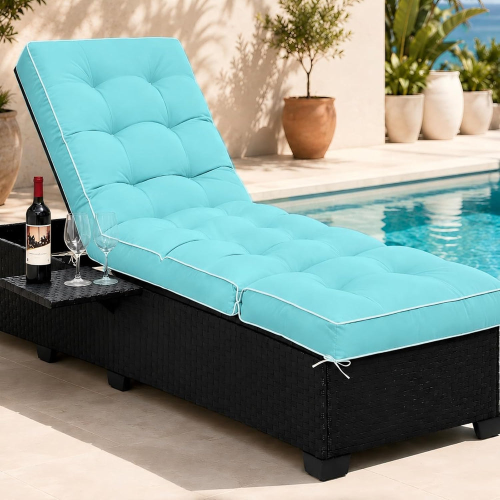 Outdoor Chaise Lounge Chair Cushion, Waterproof Non-Slip Patio Chaise Lounge ...
