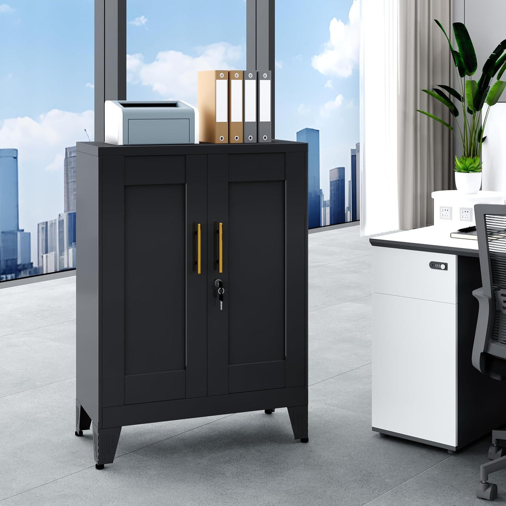 GAIOUS 36" Metal Office File Cabinet, Black Locked Garage Storage Cabinets