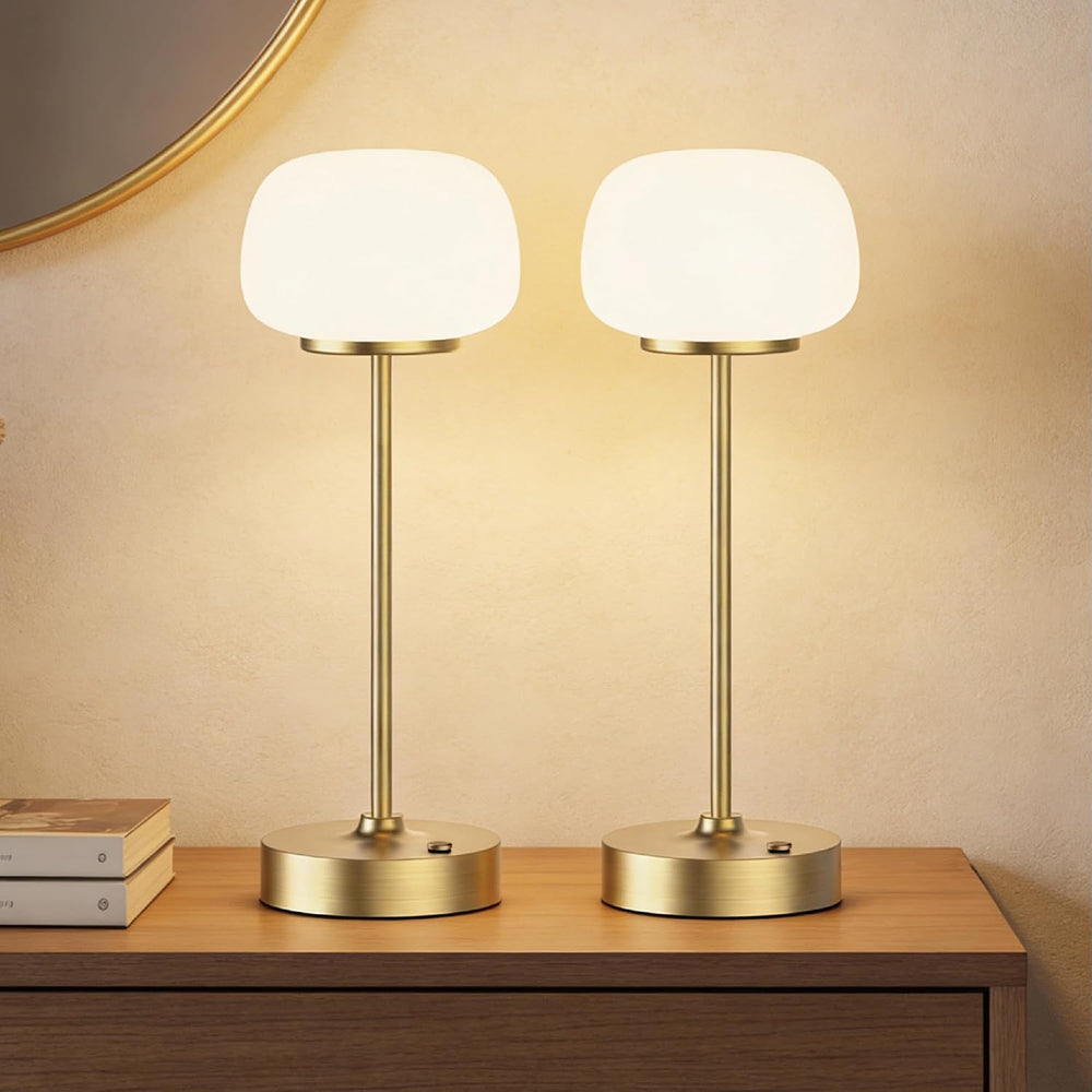 2 Pack Cordless Accent Table Lamp, 2700K Warm Light, 11" High, Gold