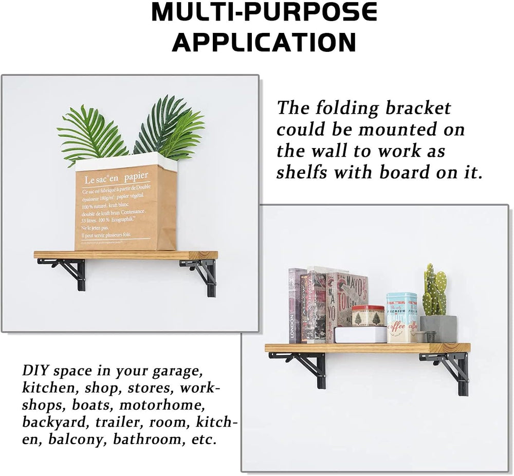Folding Shelf Brackets - 16 Inch 6 Packs Heavy Duty Metal Collapsible Shelf B...
