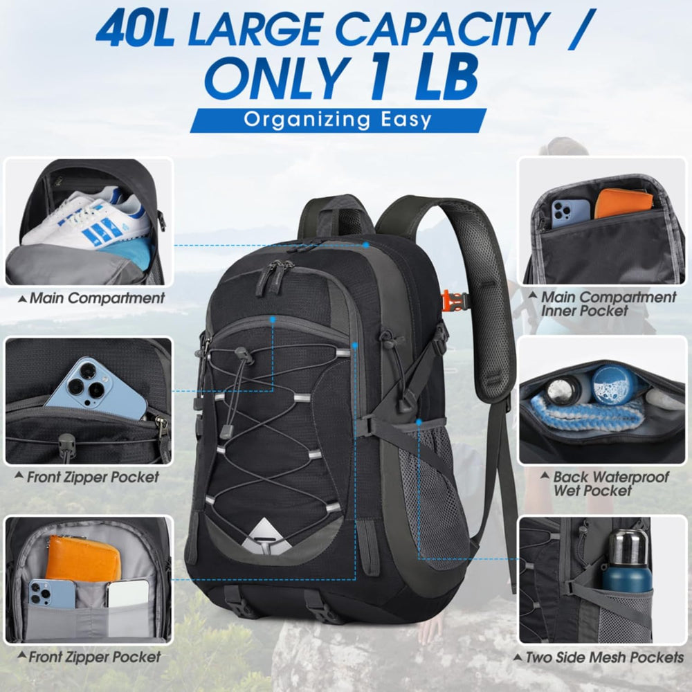 IGOLUMON Hiking Backpack 40L Packable Lightweight Camping Daypack Men Women