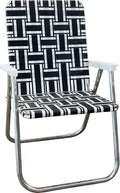 Lawn Chair USA Folding Aluminum Outdoor Patio Lawn Chair | Heavy-Duty Webbed Chairs for Camping, Sports, Beach, Yard & Tailgating | Lightweight Portable | Classic - Black and White Stripe