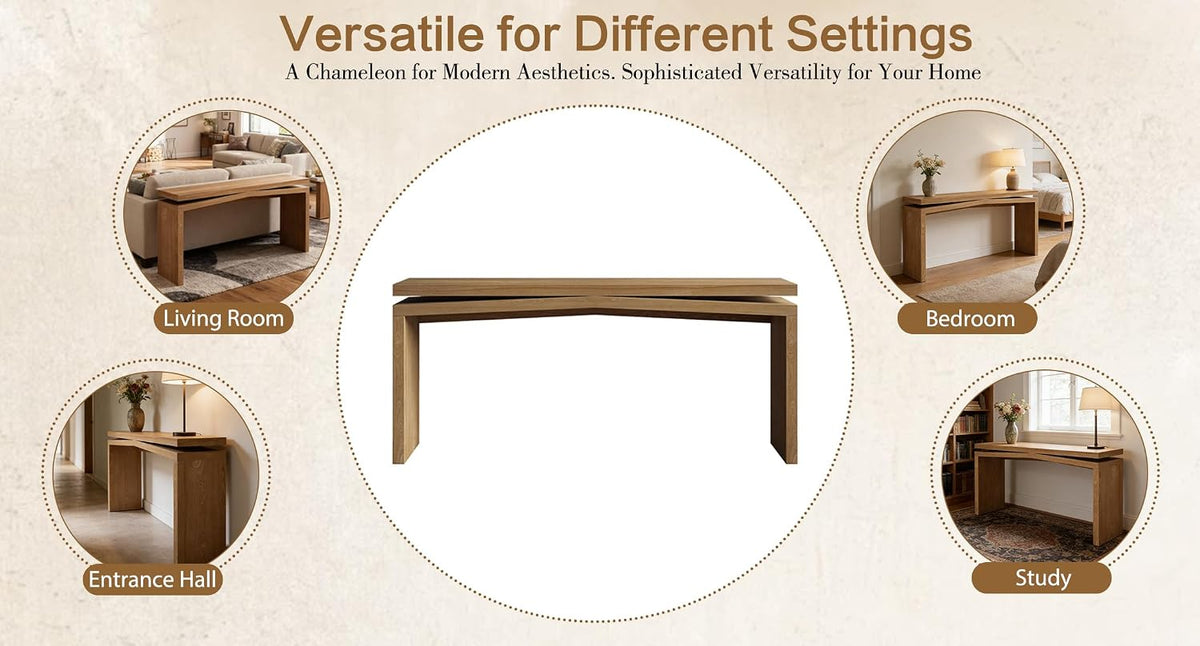 SOFTSEA Arches Console Table with Spacious Tabletop, Antique Brown