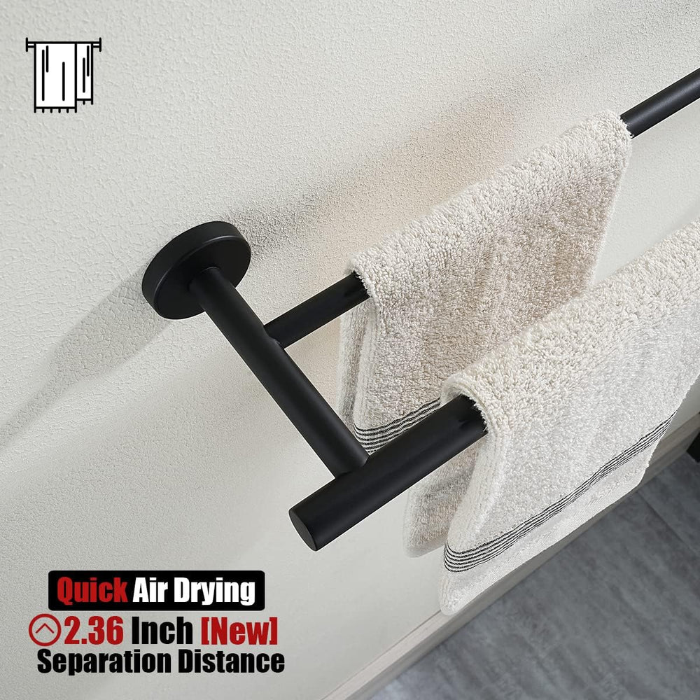 JQK Double Bath Towel Bar, Matte Black 33 Inch 304 Stainless Steel Thicken 0....