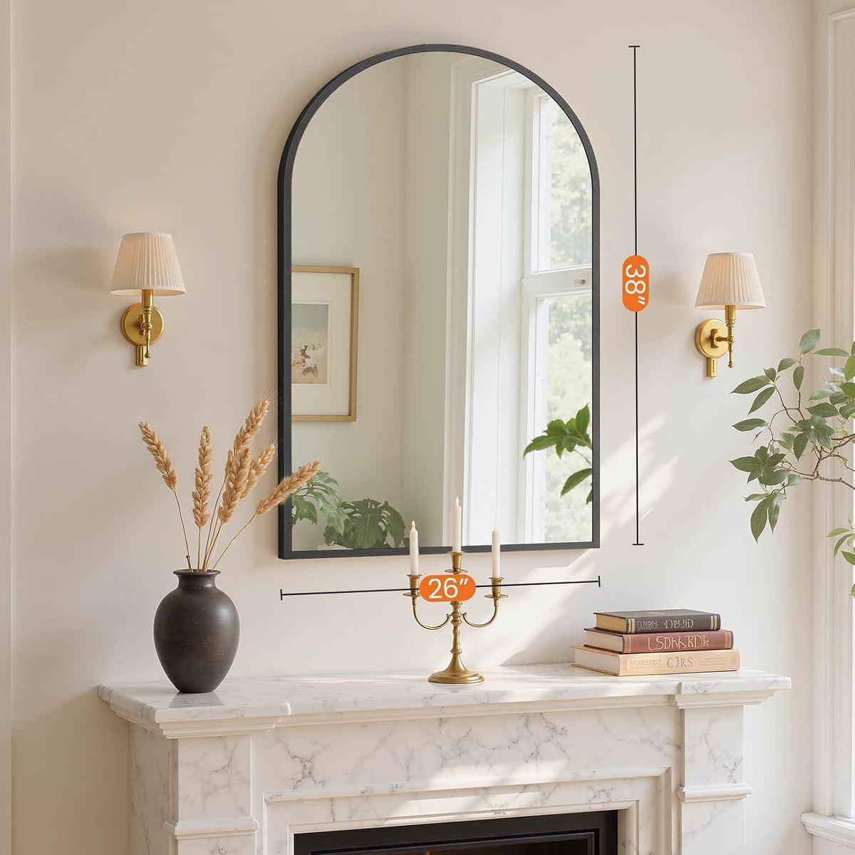 Sweetcrispy 26"x38" Arched Bathroom Mirror, Bathroom Mirrors for Over Sink