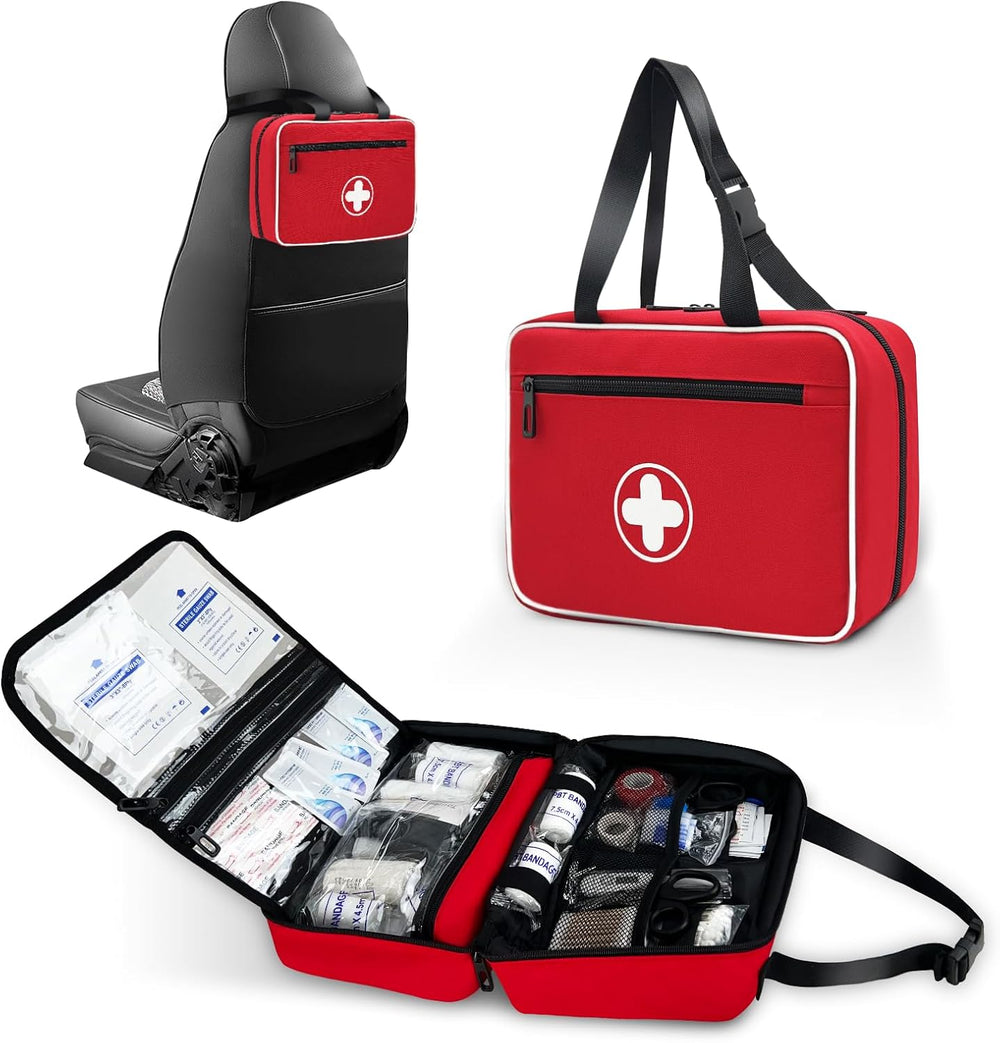 Portable First Aid Bag, Empty Emergency Trauma Kit with Reflective Strips, Mu...
