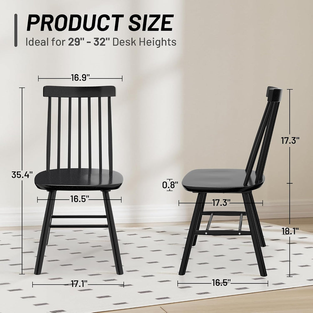 AreShark Windsor Dining Chairs Solid Wood Spindle Back, Set of 4, Black
