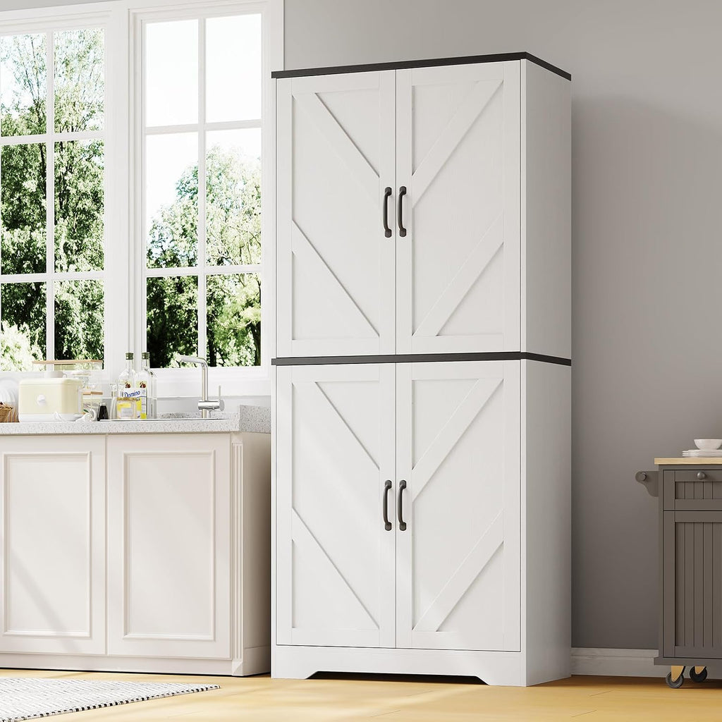 IDEALHOUSE 70" Kitchen Pantry Storage Cabinet with 3 Adjustable Shelves