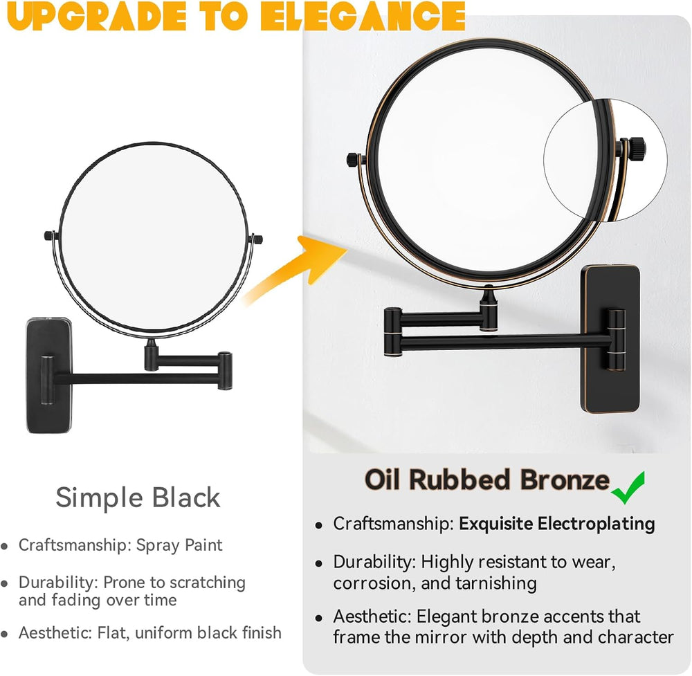 Nicesail Wall Mounted Magnifying Makeup Mirror Oil Rubbed Bronze 10x 8inch