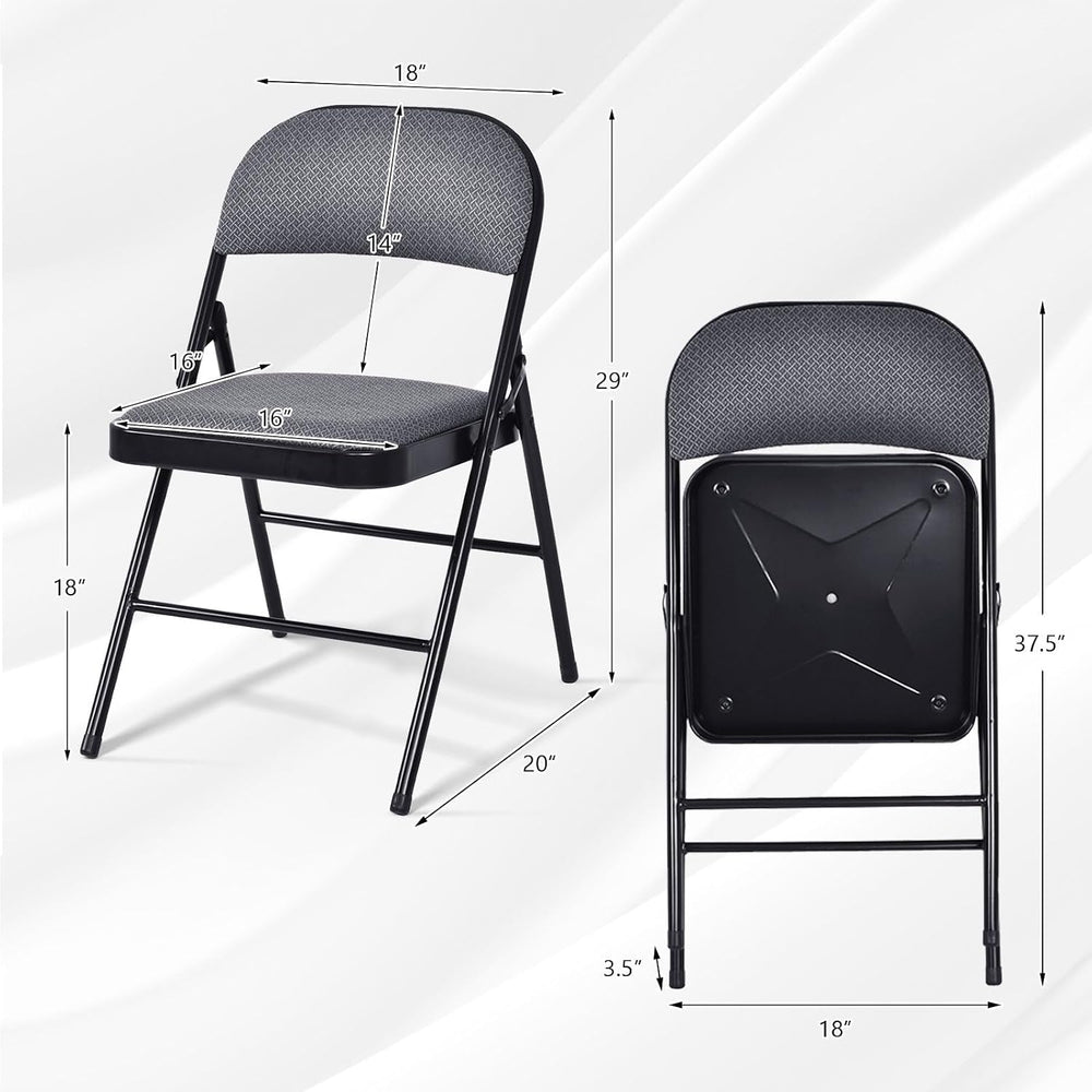 COSTWAY 4 Pack Upholstered Folding Chairs with Steel Frame for Home Office