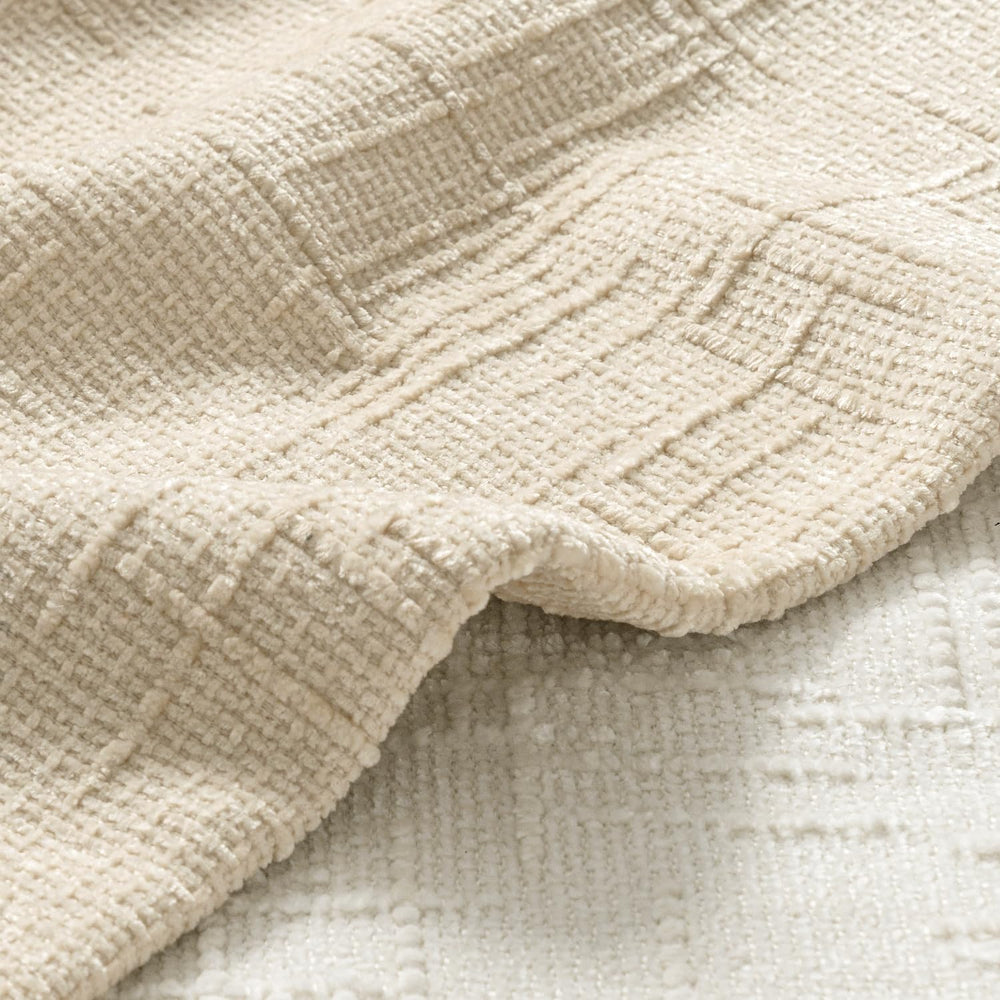 MIULEE Chenille Textured Euro Throw Pillow Covers Beige 22x22 Set of 2