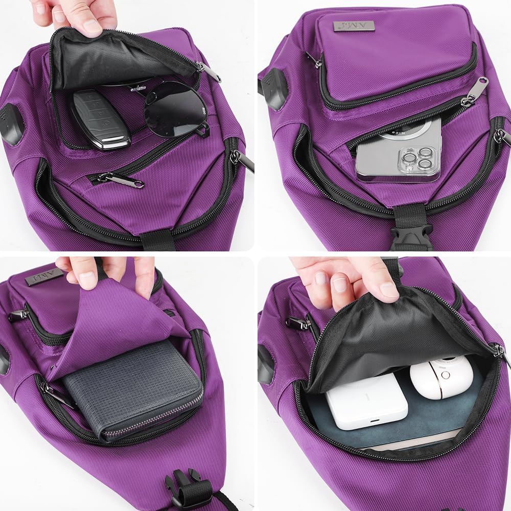 AMJ Crossbody Sling Bag Men Women, Casual Shoulder Backpack, Chest Daypack Sa...