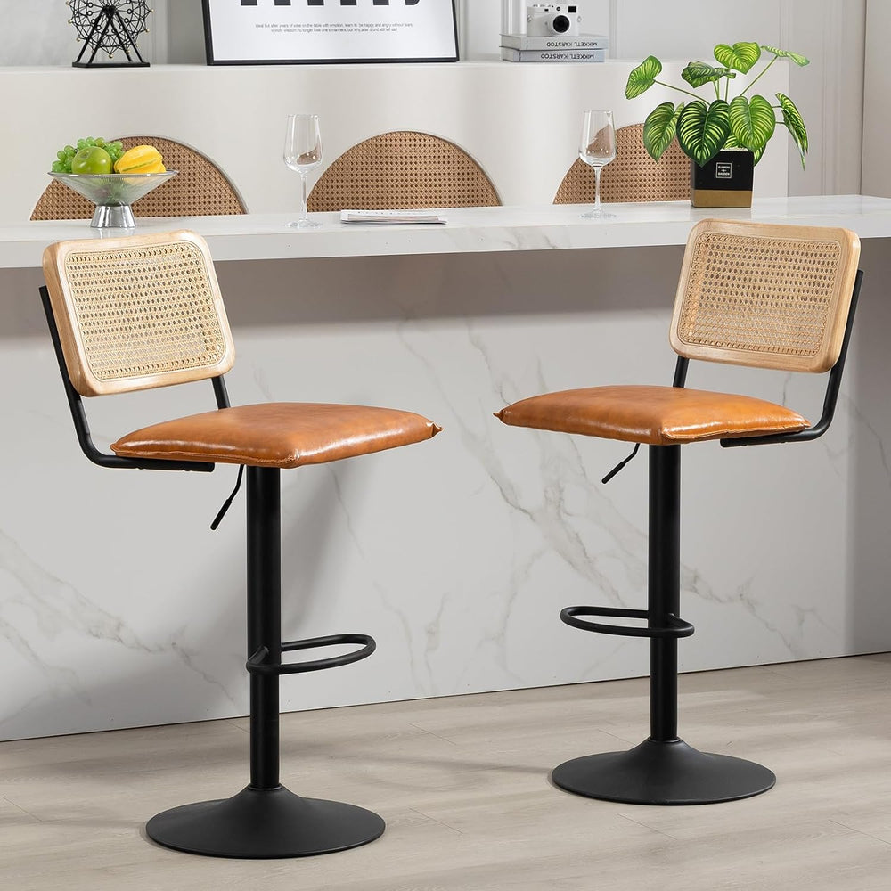 Finnhomy Modern Rattan Bar Stools Set of 2 - Natural Woven Design, Swivel Sea...