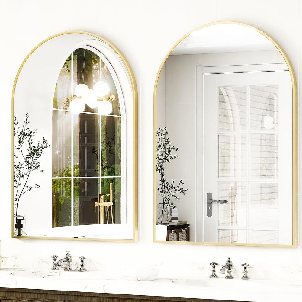 HARRITPURE Arched Wall Mirror 30"x40" Gold Arch Bathroom Vanity Mirror