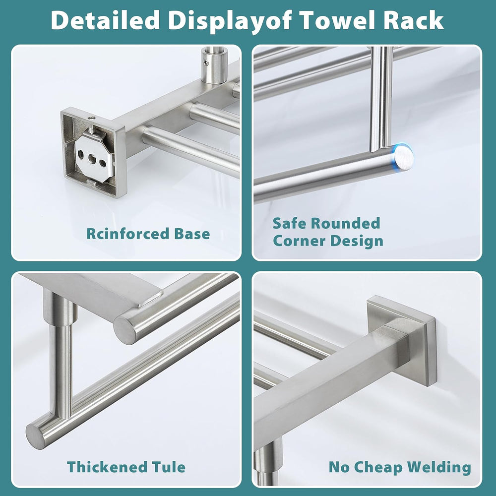 Alise 16 Inch Towel Racks for Bathroom Wall Mounted,Brushed Nickel