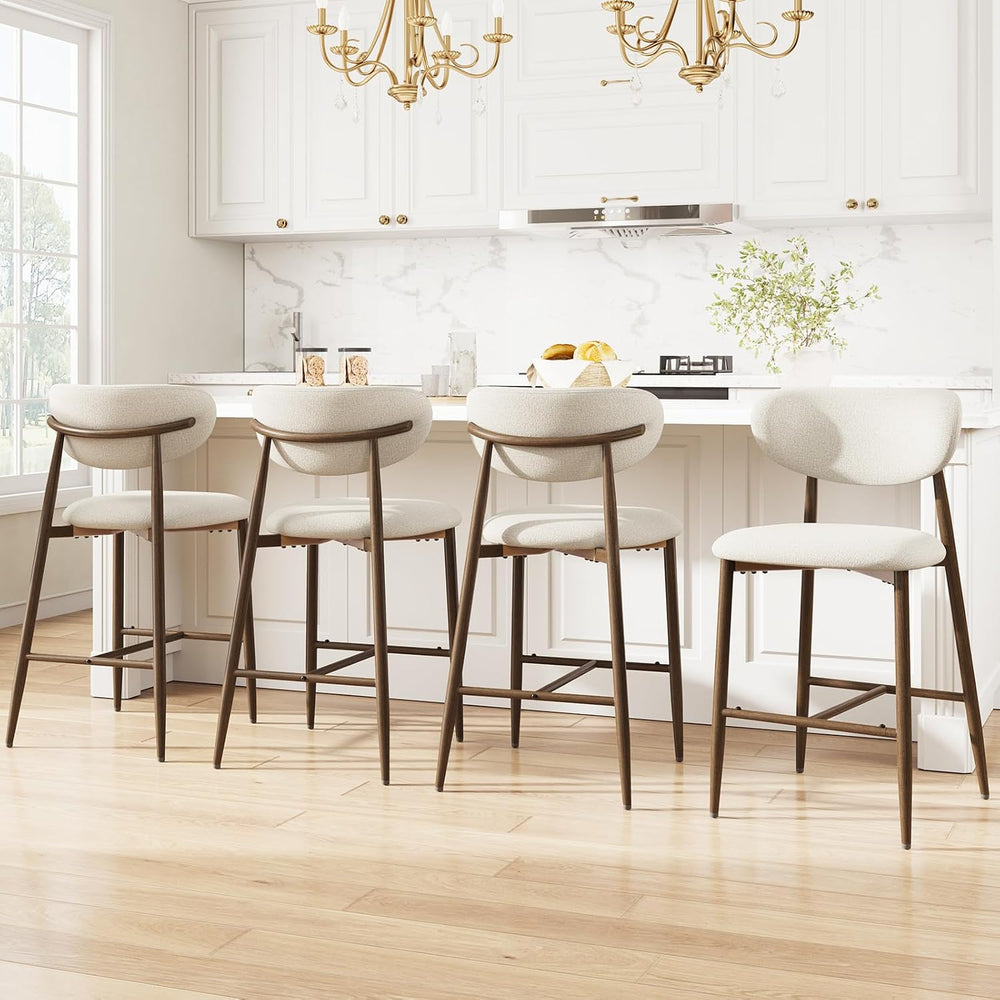 MALOL Counter Height Bar Stools with Backs Set of 2, Beige