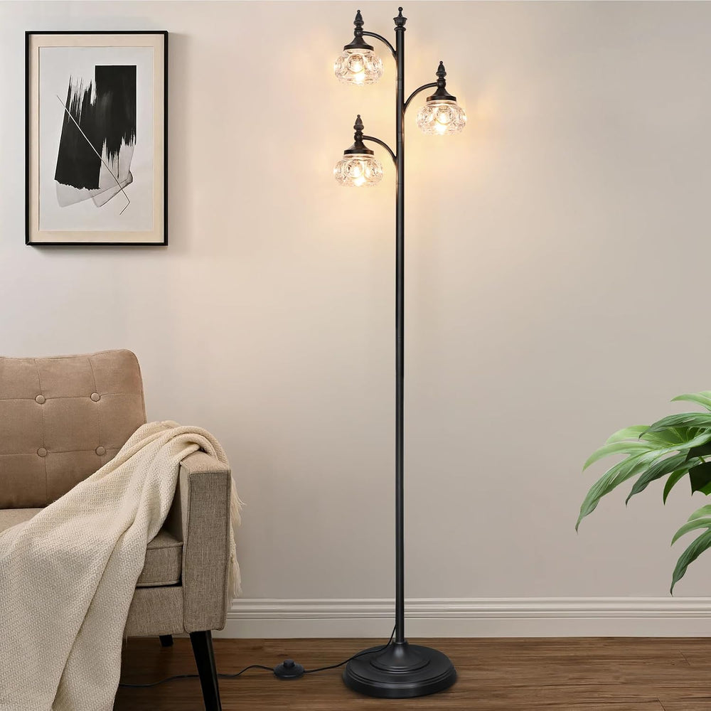 JUNNAI Black Floor Lamp for Living Room,Tall Standing Lamp Dimmable Tree Floo...
