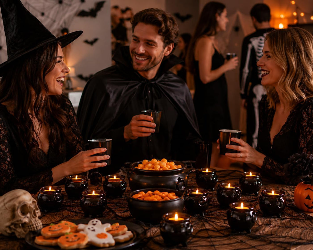 Fun Express Halloween Mini Cauldron Tea Light Votive Candle Holders, 12pc