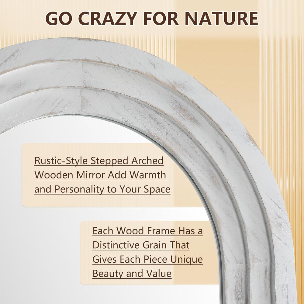MirrMuse Arched Floor Full Length Mirror with Wood Frame, 56"x21" R...