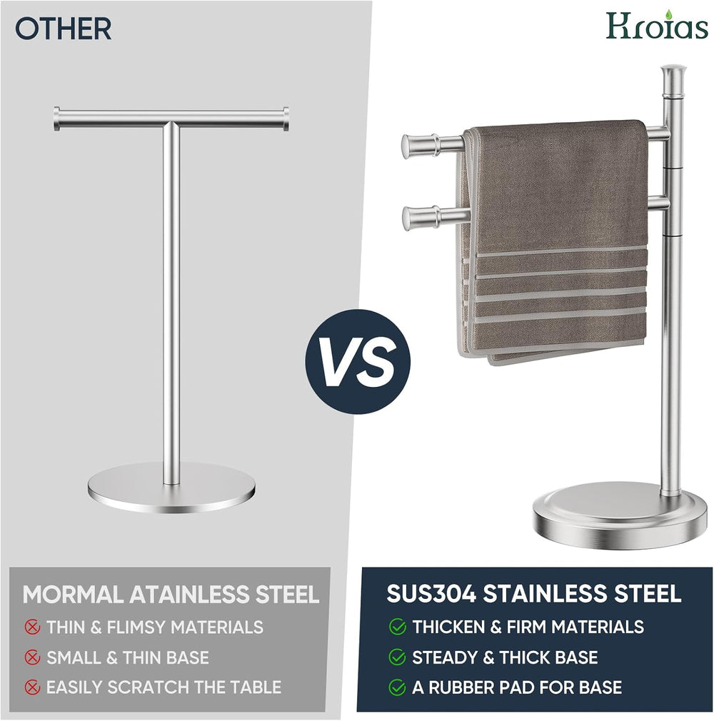Brushed Nickel Hand Towel Holder Stand Towel Bar Hanger