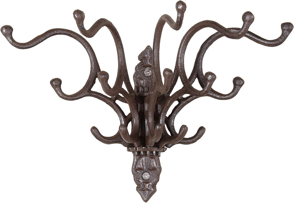 Creative Co-Op Antique Cast Iron Wall Hooks in Rust Finish