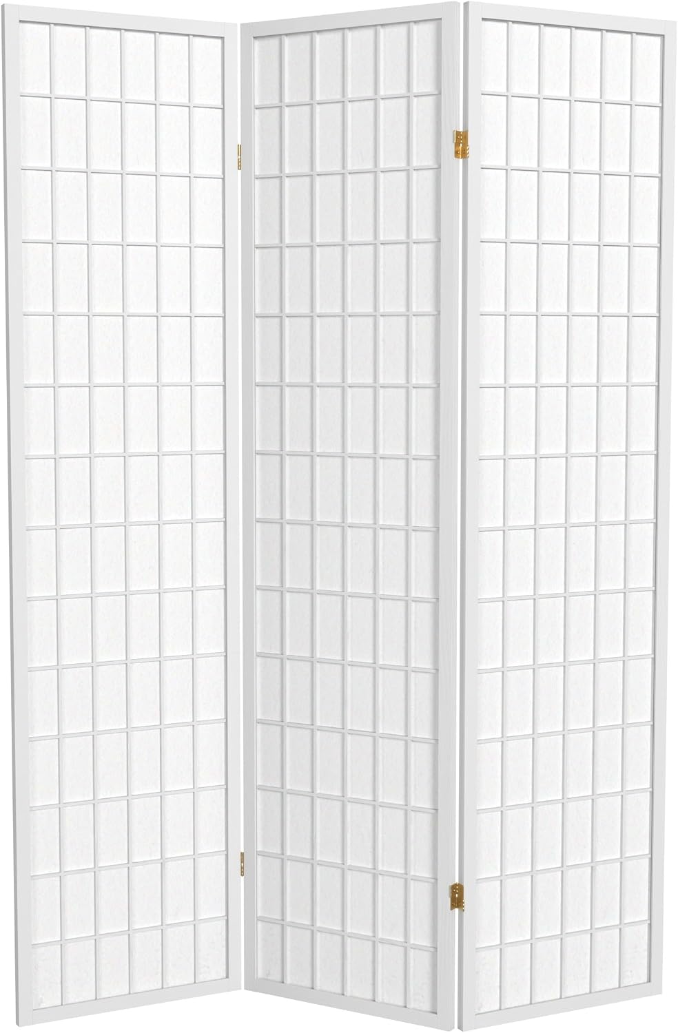 Red Lantern 6 ft. Tall Window Pane Shoji Screen - White - 3 Panels