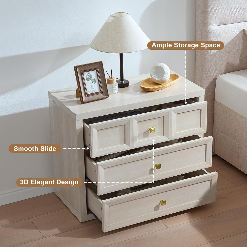 Nightstand Set of 2 W/Charging Station, 30.7" W King Size Bedside Table ...