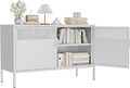 Metal Storage Cabinet with 2 Doors & Adjustable Shelves, White