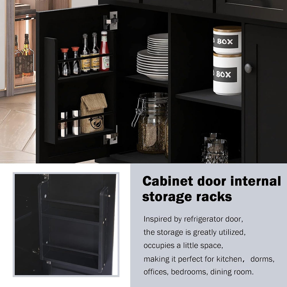 Merax Rolling Mobile Kitchen Island Cart Breakfast Bar with Wood Top, Door In...