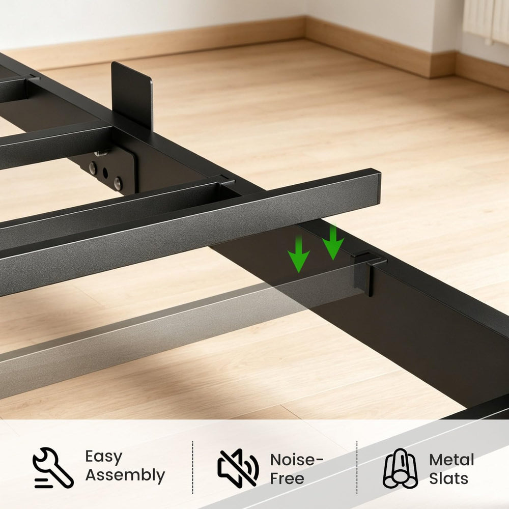 Liians Queen Floating Bed Frame with Smart LED Lights, USB Charging Station