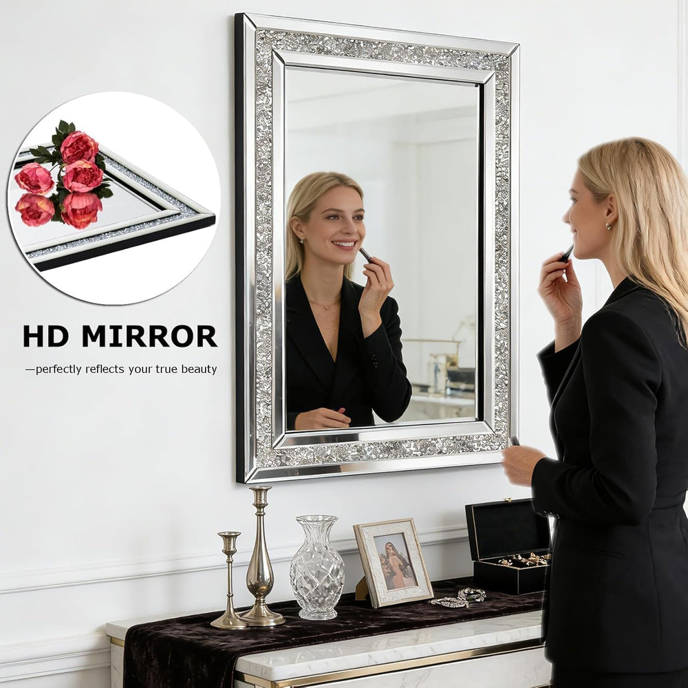 Decorative Wall Mirror, 32x24 Crushed Diamond Mirror