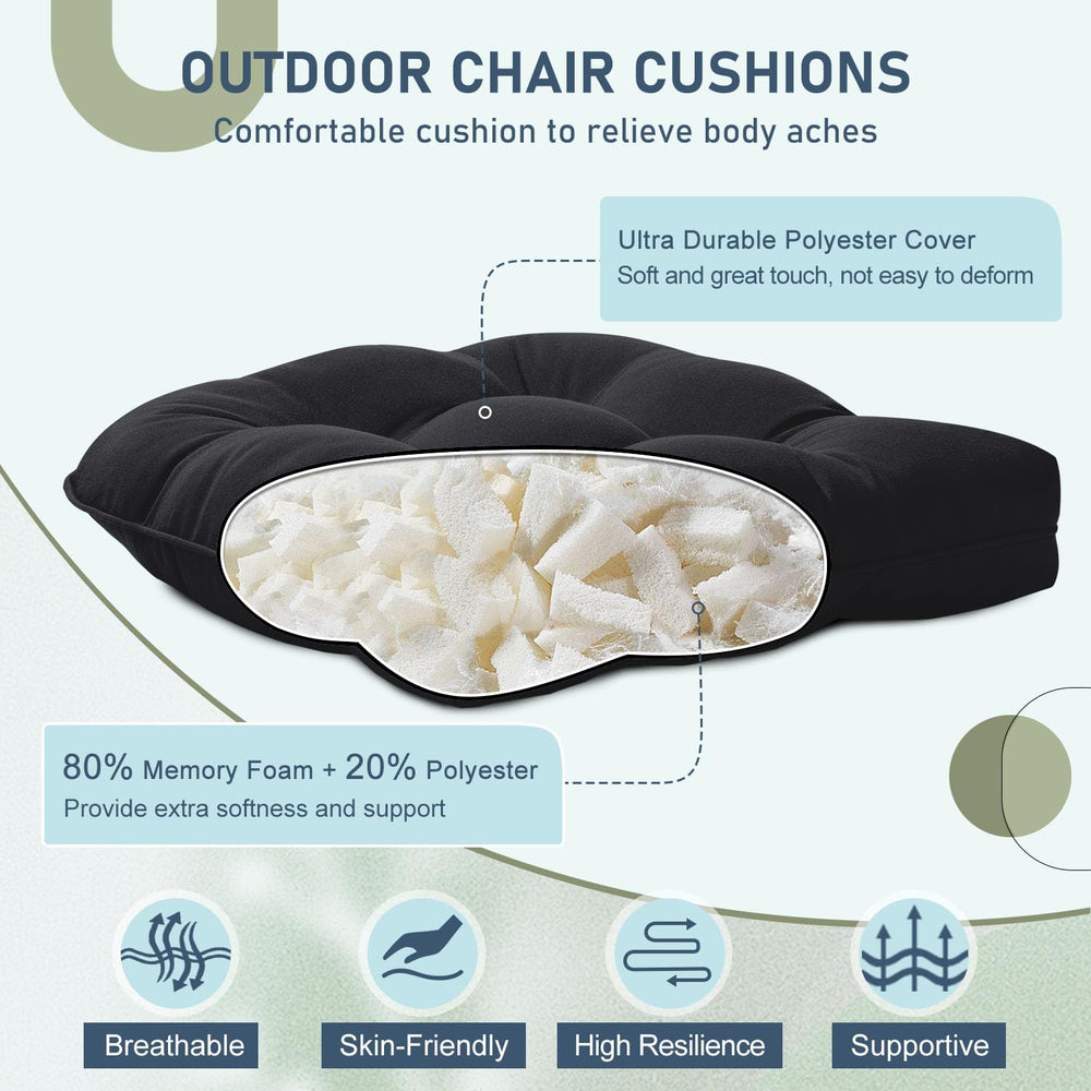 downluxe Outdoor Chair Cushions Set of 2 for Patio Furniture, Waterproof Tuft...