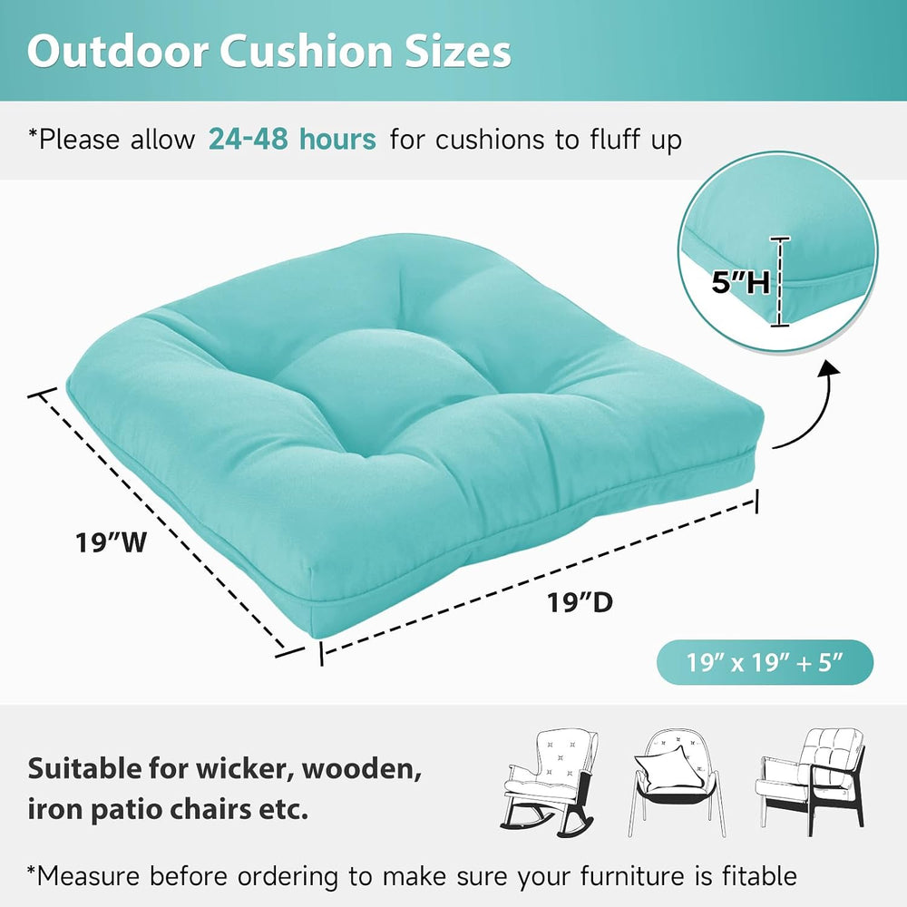 19x19 Outdoor Chair Cushions Set of 2, Tufted Wicker Patio Furniture Cushions...