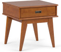 SIMPLIHOME Draper 22" Wide Solid Wood Rectangular End Table in Teak Brown