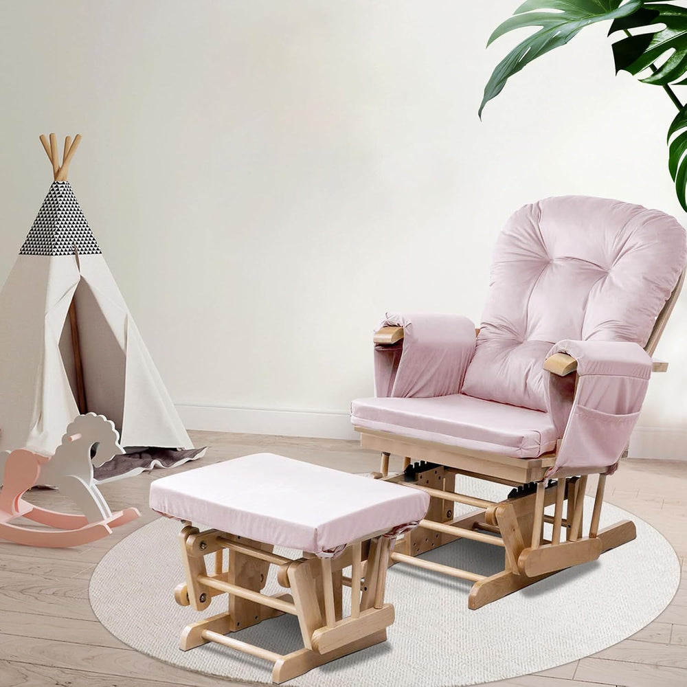 5PCS Velvet Glider Rocker Replacement Cushions, Light Pink