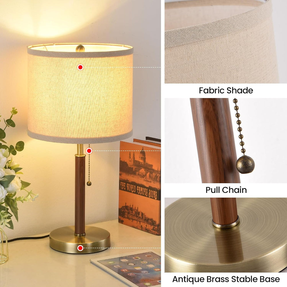 Table Lamp Set of 2 Modern Bedside Buffet Table Lamp with Pull Chain