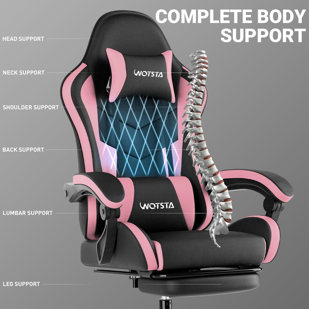 Ergonomic Gaming & Office Chair, Footrest, Racing Design Black/Pink