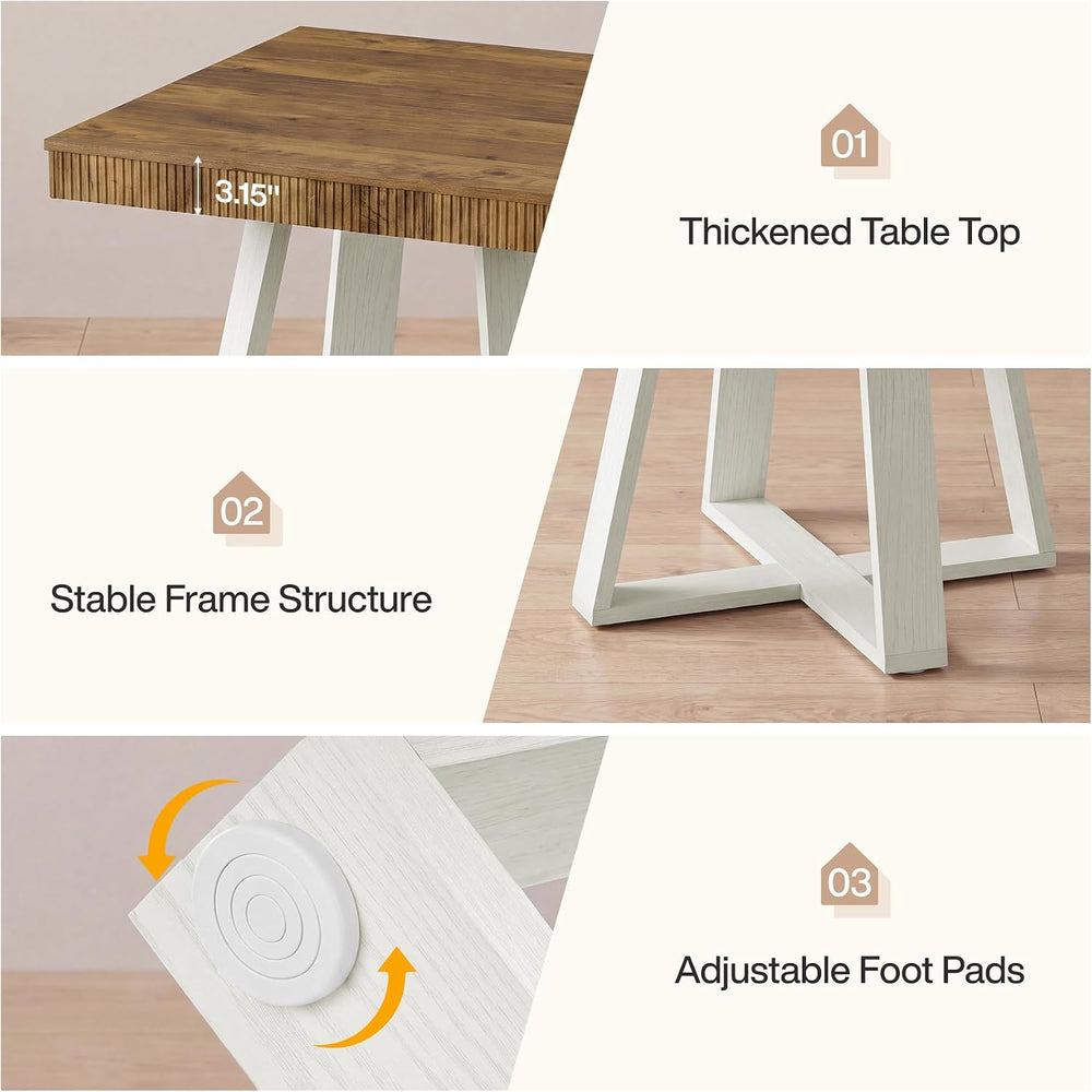 Tribesigns 31.5" Square Dining Table for 4, White & Brown