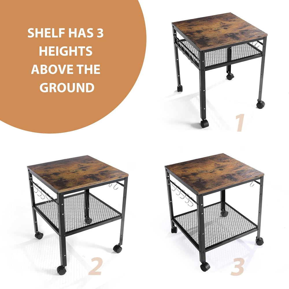 onlytak Rustic End Table, 2-Tier Side Table with Adjustable Height Shelf