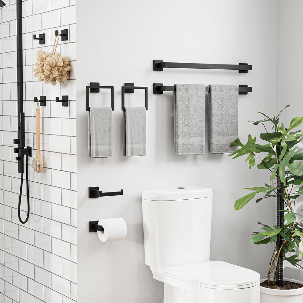 10-Pieces Matte Black Bathroom Accessories, 24 Inch Bathroom Hardware Set