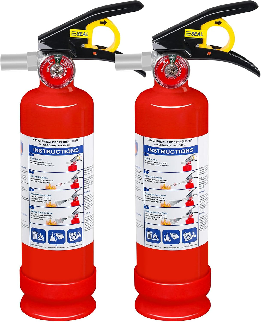 2 Pack ABC Dry Chemical Fire Extinguishers with Mount