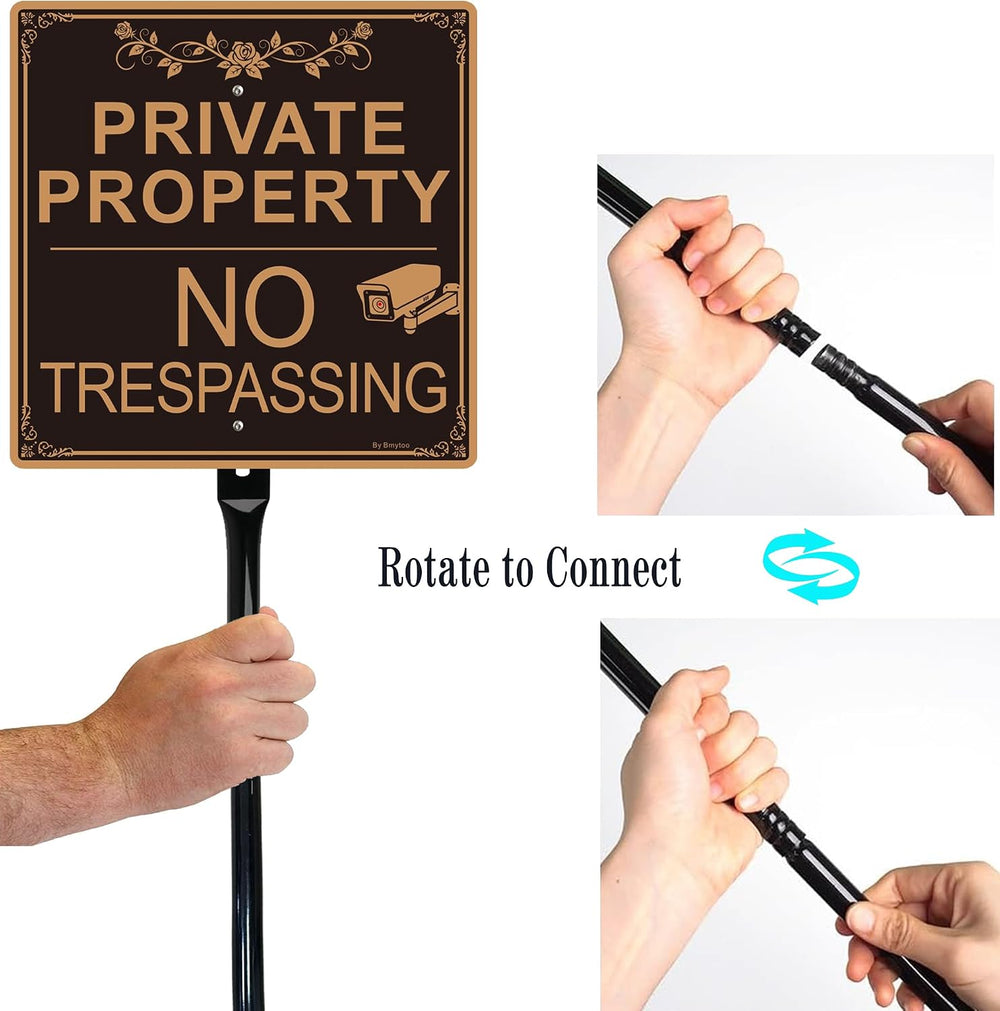 2Pack Private Property No Trespassing Sign with 36“ Stakes