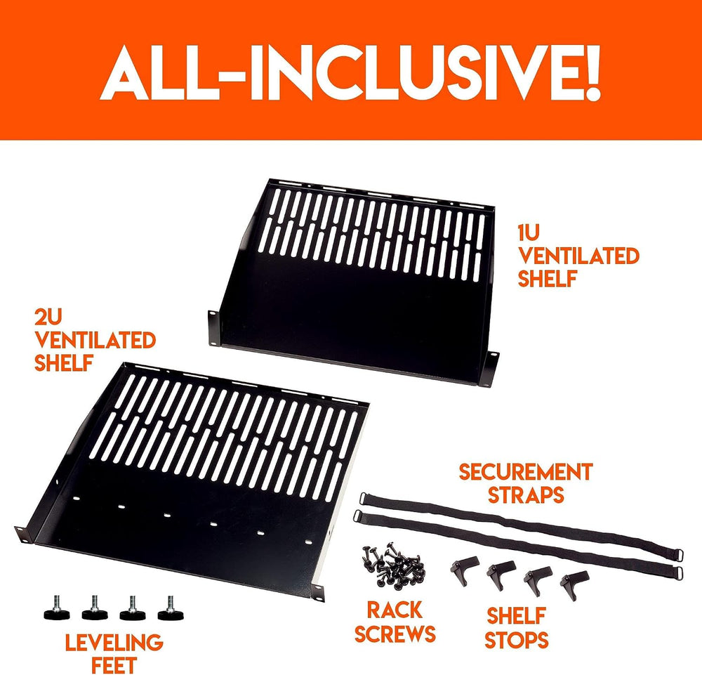 ECHOGEAR 15U Open Frame Rack & Caster Kit - Heavy Duty Rack with Vented S...