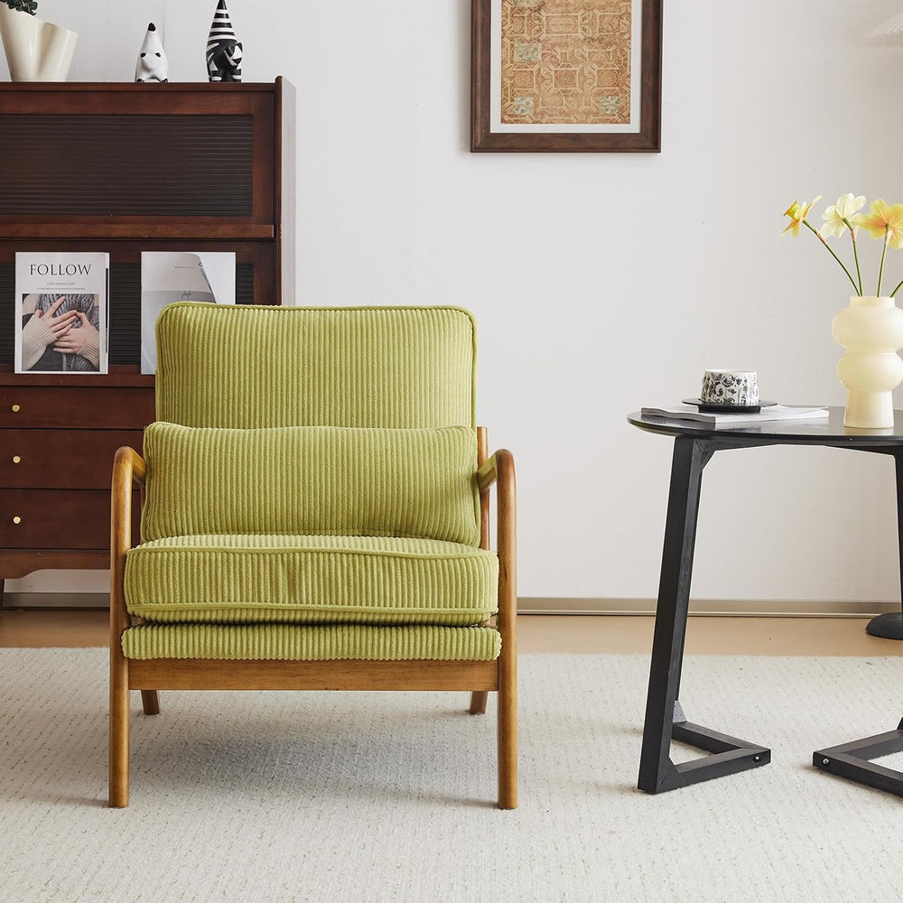 VINGLI Upgraded Premium Corduroy Accent Chair,Upholstered Arm Chair,Solid Woo...