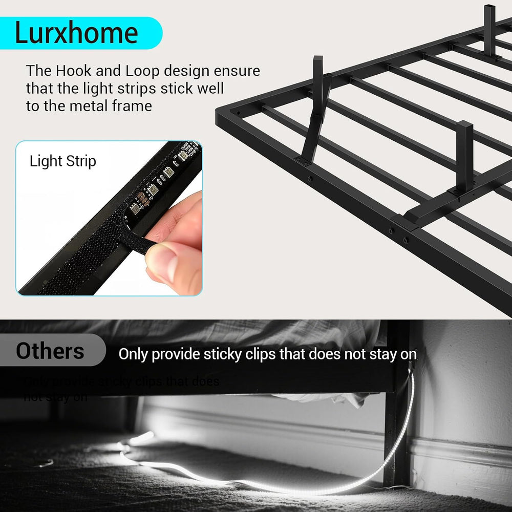 Queen Size Floating Metal Platform Bed Frames with Led & Charging Station