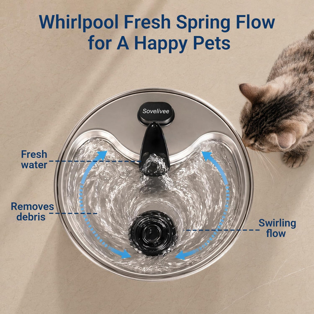 Cat Water Fountain, 118oz/3.5L Stainless Steel Cat Fountain with Ultra-Quiet ...