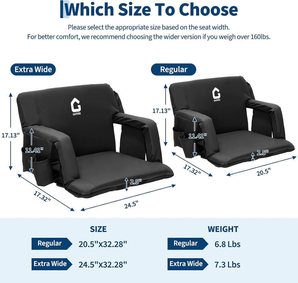Garvee Stadium Seats with Back Support and Padded Cushion - Extra Wide Bleach...