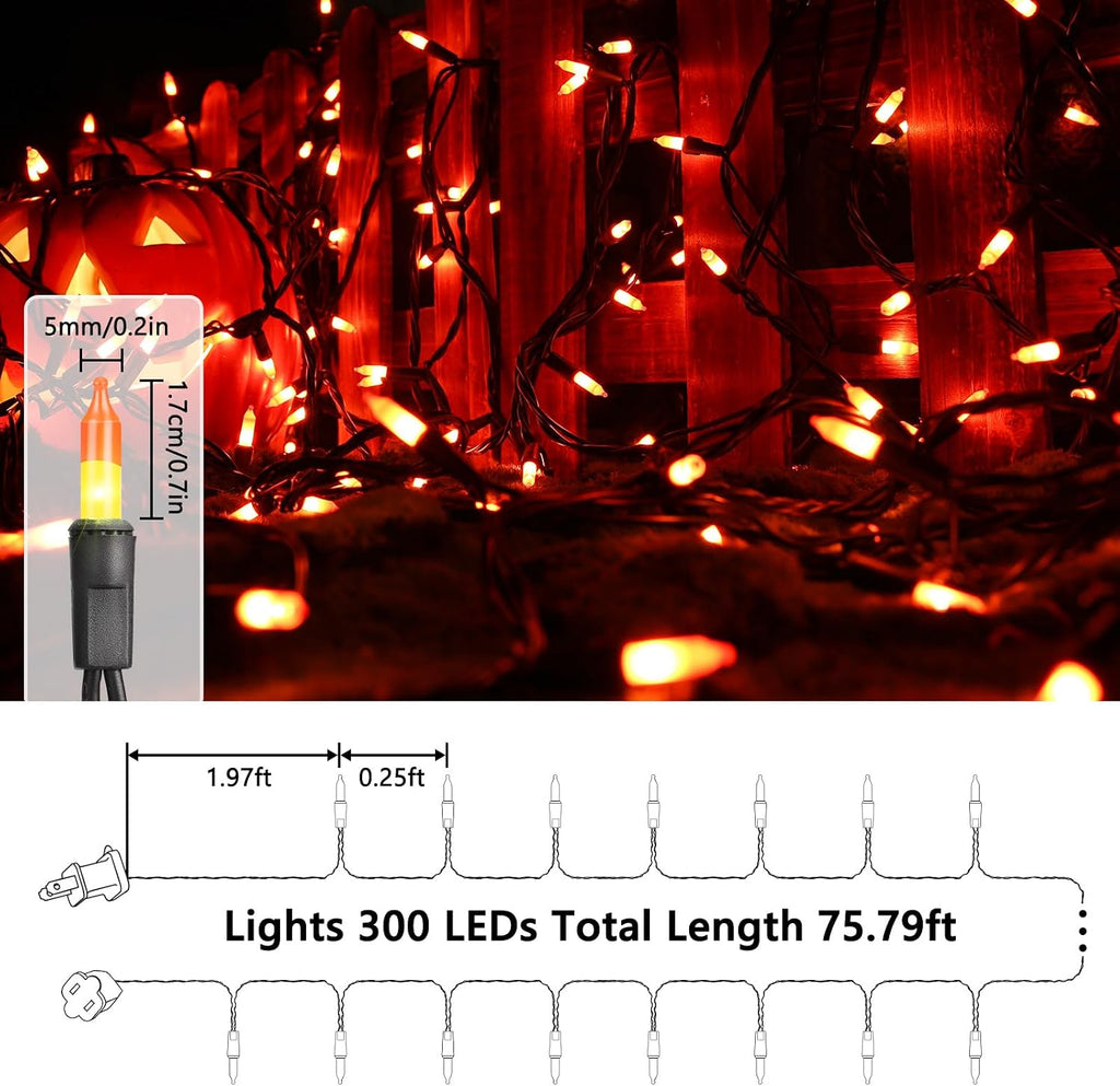 Toodour Candy Corn Halloween Lights, 75ft 300 Count Incandescent Lights